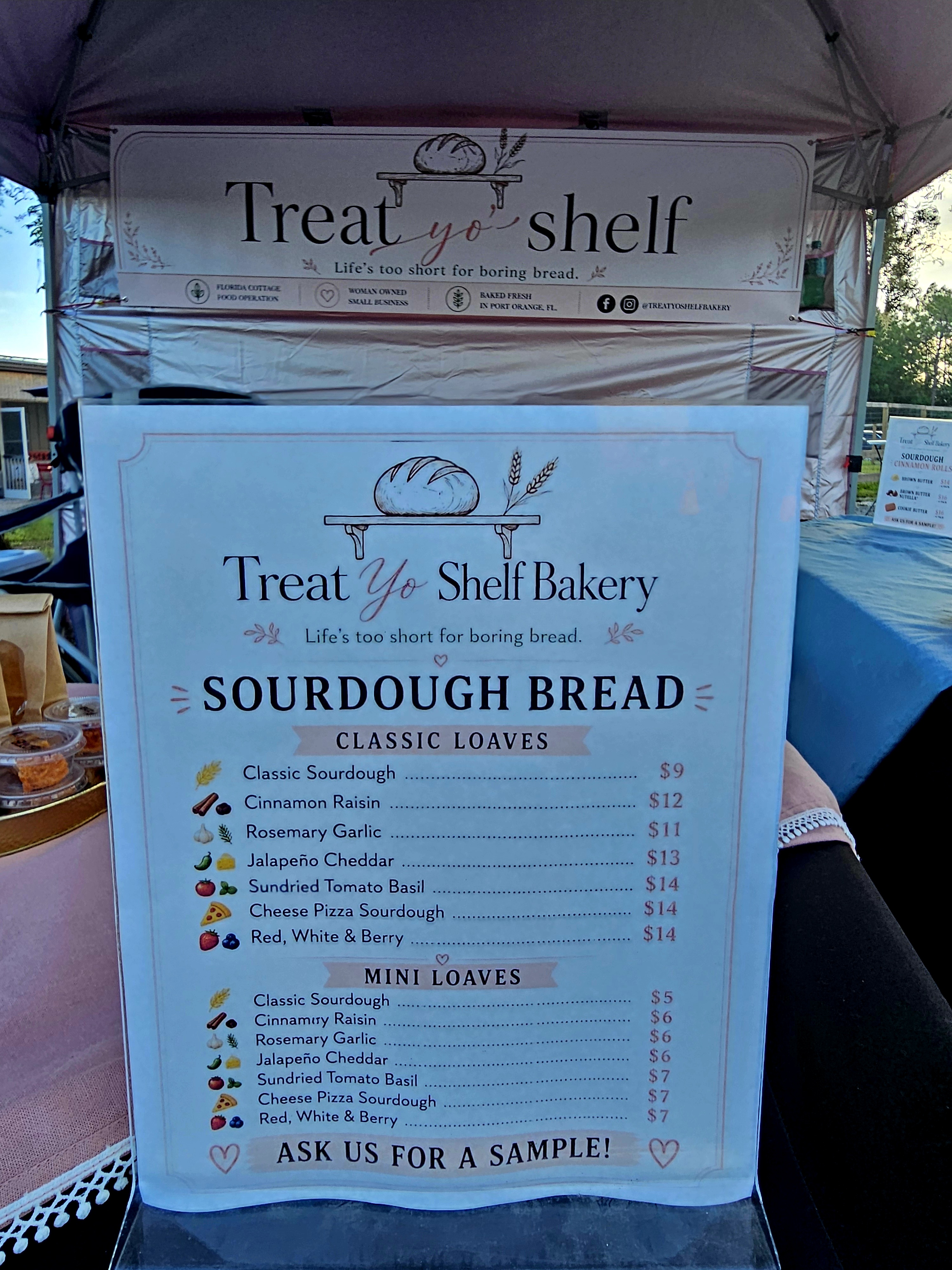 A look at our weekly market menu featuring fresh sourdough loaves, cinnamon rolls, cookies, and seasonal bakery favorites.
